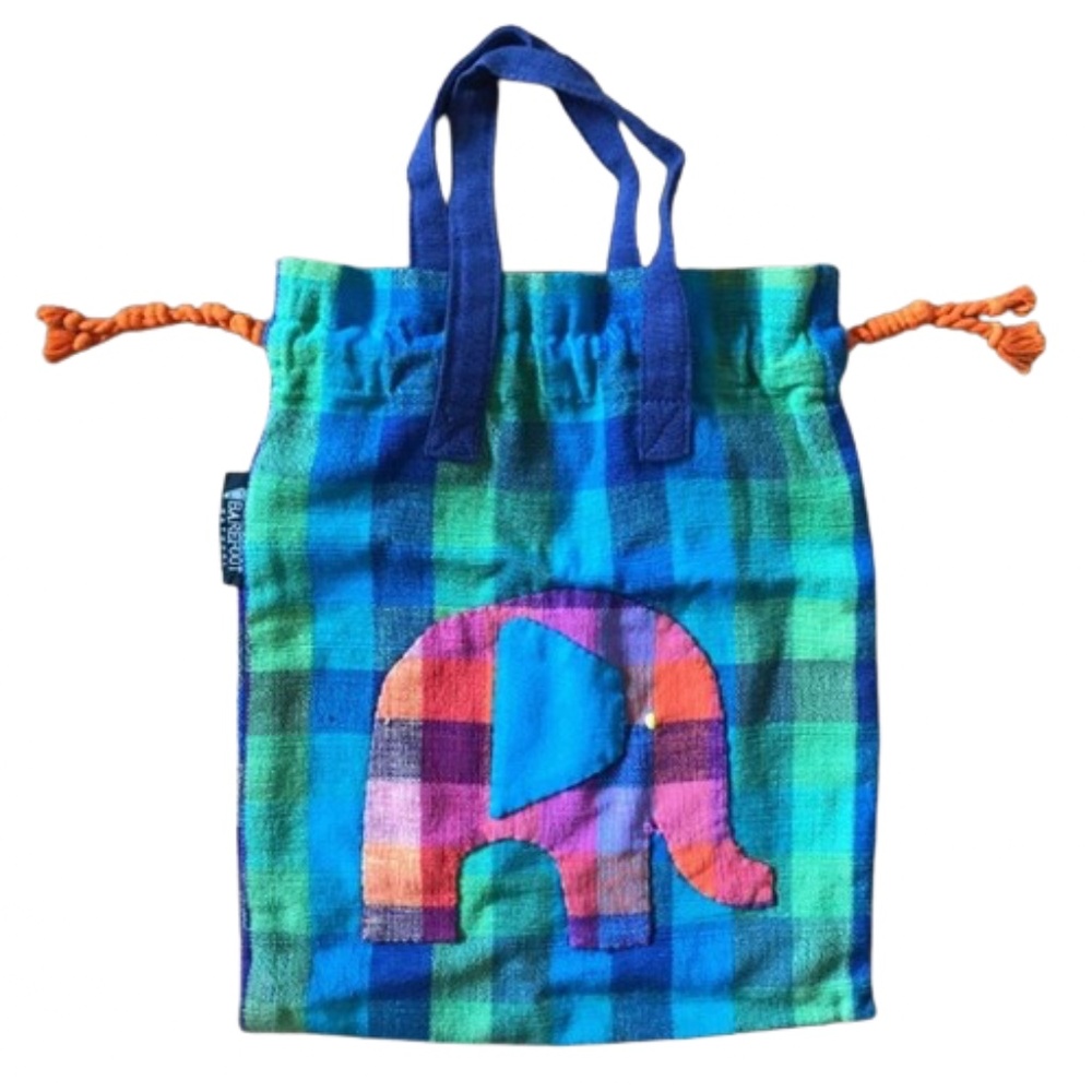 BAREFOOT NATURAL Drawstring Bag Elephant textile